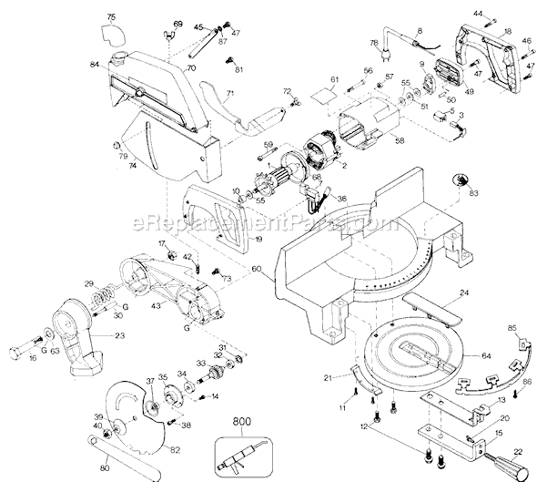Page A Diagram and Parts List for 28701 Type 1 Black and Decker Miter Saw